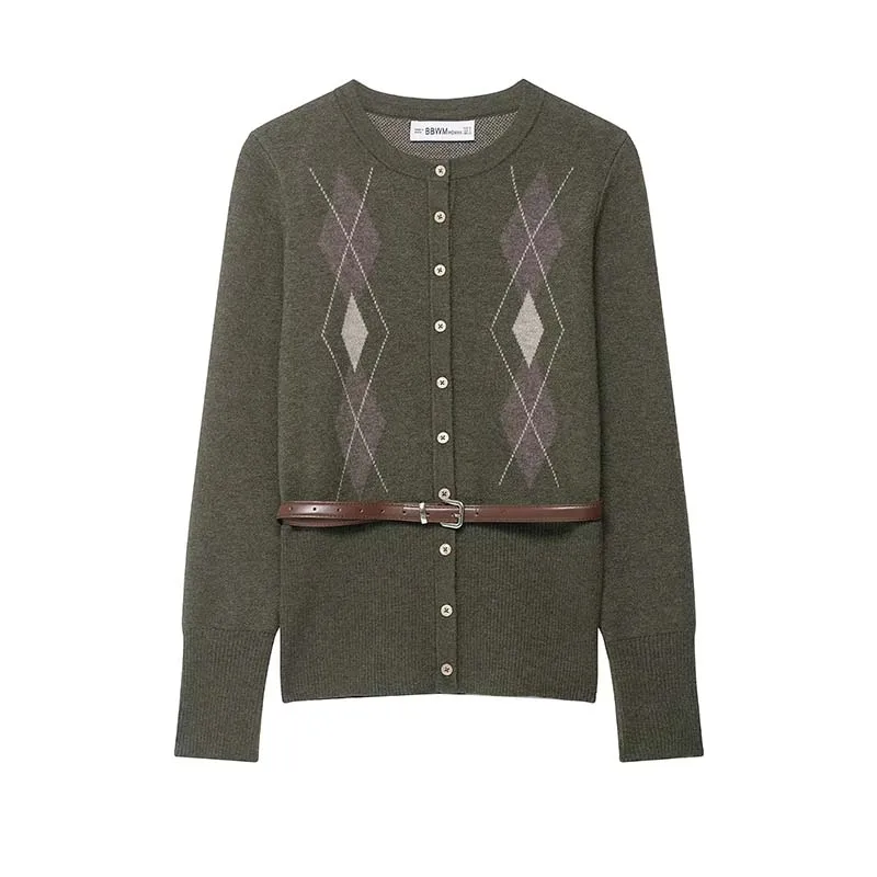 ชุดเซ็ตกระโปรงมิดิผ้าริบสำหรับผู้หญิง 2 ชิ้น คอลเลคชั่นใหม่ปี 2025 แฟชั่นเก๋ไก๋ เสื้อคลุมคาร์ดิแกนถัก ชุดสูทผู้หญิง ชุดฤดูใบไม้ร่วงสำหรับผู้หญิง