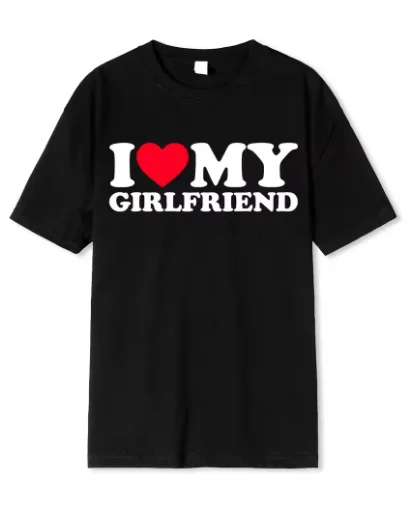 أنا أحب صديقتي تي شيرت أنا قلب صديقتي التي شيرت GF تي شيرت أصدقاء الهدايا عيد الحب زي الجرافيك المحملة القمم