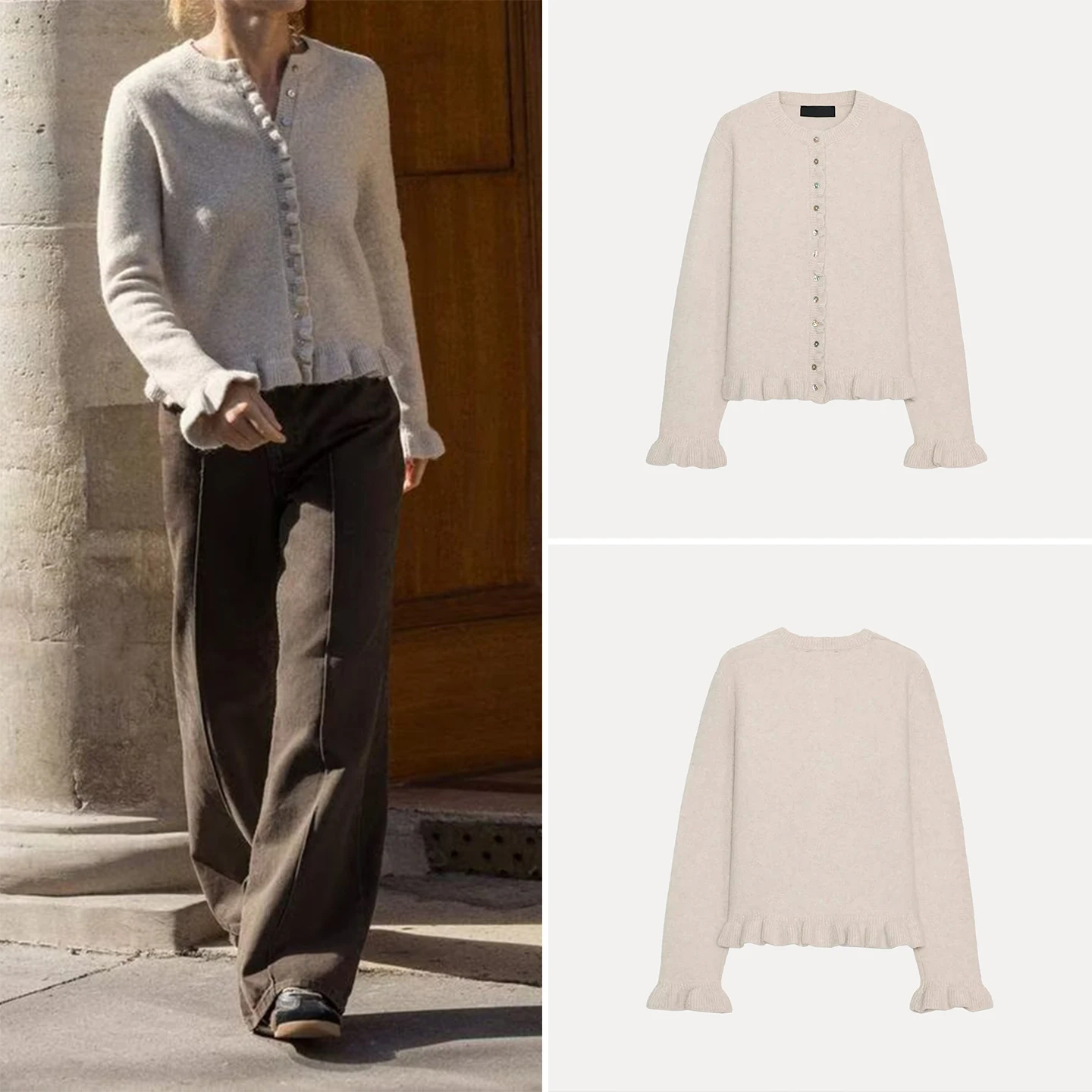 

Z Casual Knitted Outerwear Women's Faion Personali Layered Decoration 2025 New Sle Long Sve round Ne Cardigan