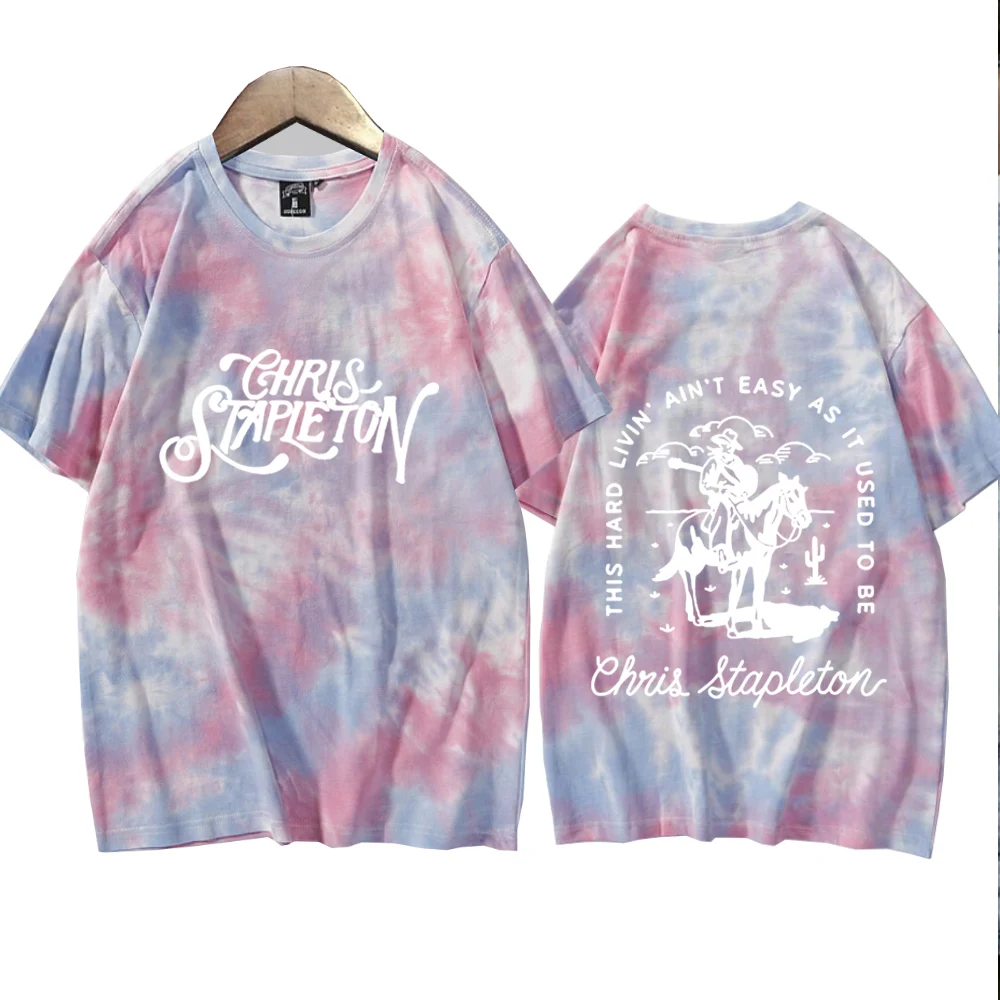 Chris Stapleton 2024 Tie Dye Shirts  Man and Woman Harajuku Summer Casual Tee Tops Regular Unisex Printing Oversized T Shirt