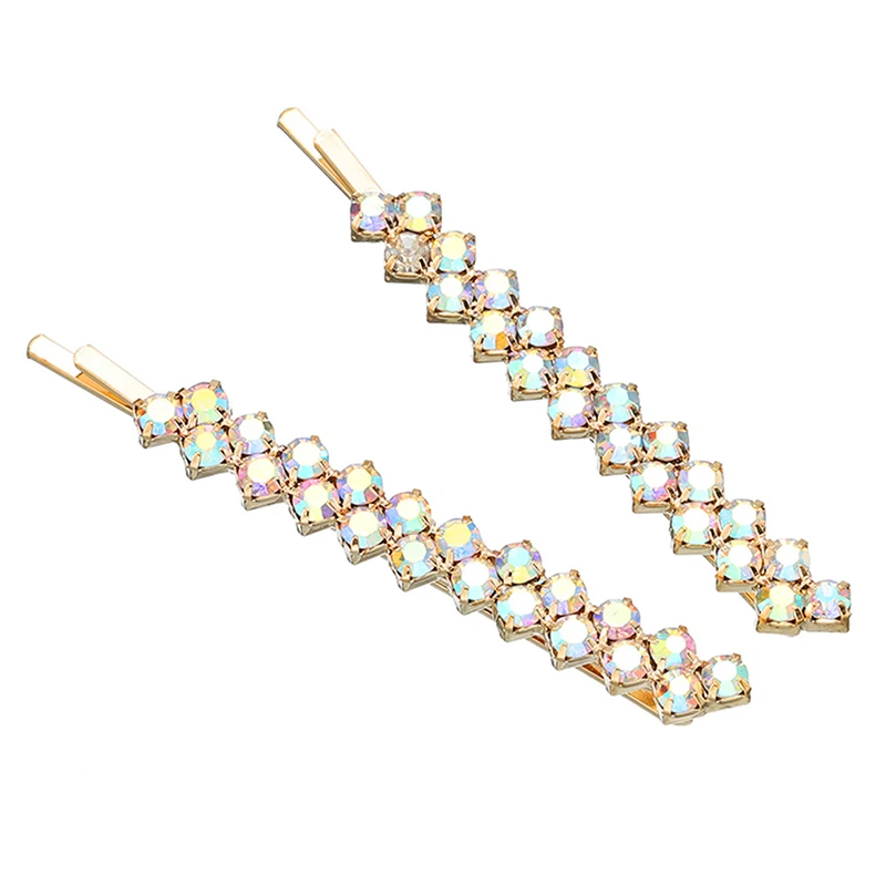 2 pcs/Set Women Fashion Crystal Hair Clips Headwear Jewelry Hair Accessories for Girls Luxury Pearl Rhinestone Barrettes Pins