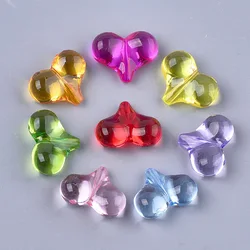 50pc Transparent Acrylic Beads Heart Mixed Color 17x22x9mm Hole: 1.5mm