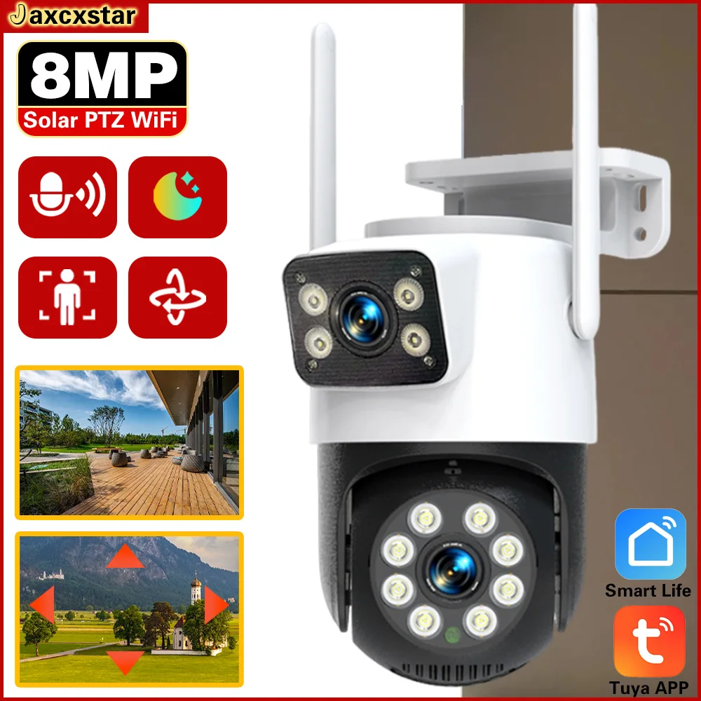 

4K 8MP Tuya PTZ Wifi Camera Dual Lens Outdoor Waterproof Wireless Surveillance Security Protection Ai Human Detection CCTV Cam