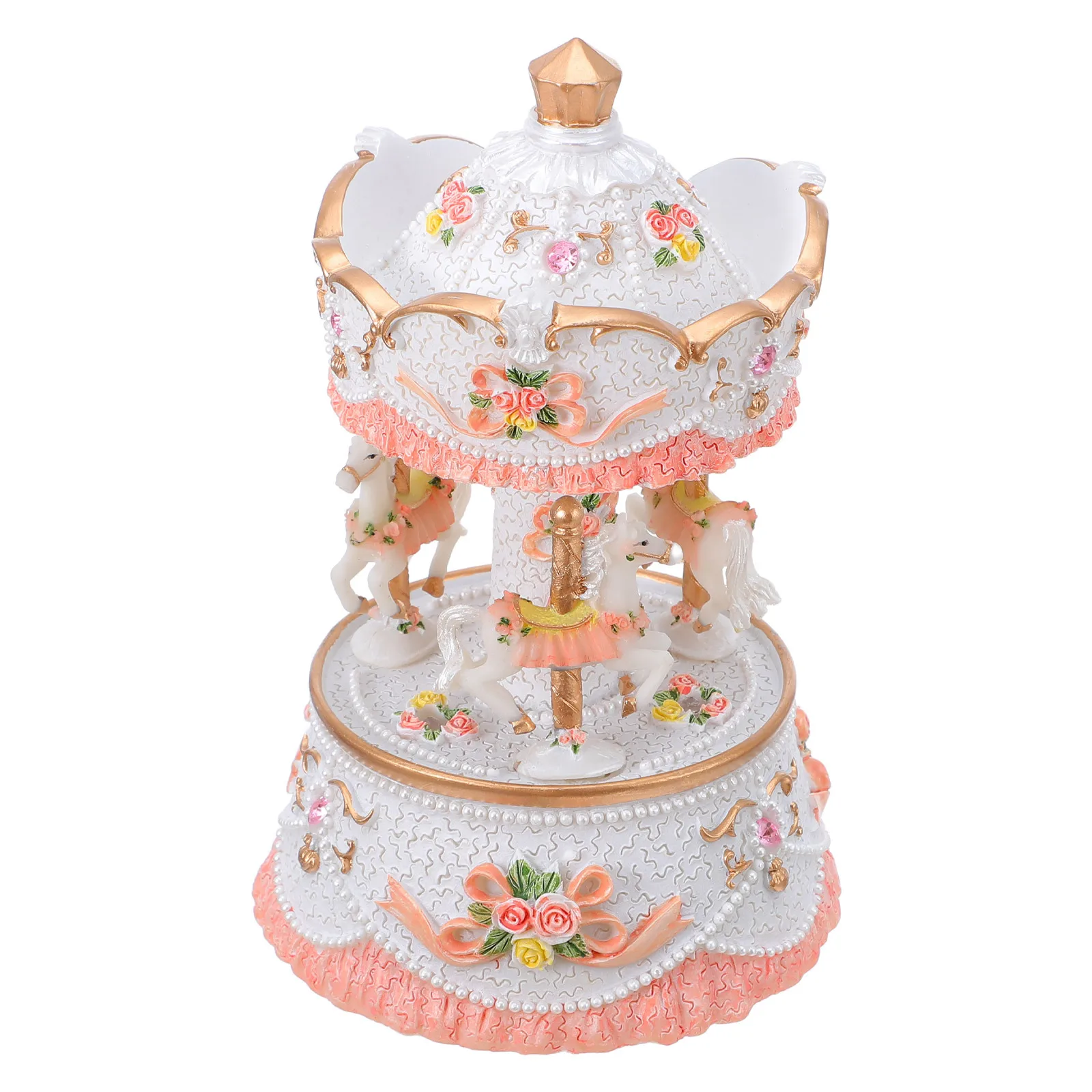 

Luminous 3-Horse Rotating Music Box - Vintage Carousel with Color Change Lights Luxury Musical Decor for Holiday Bedroom