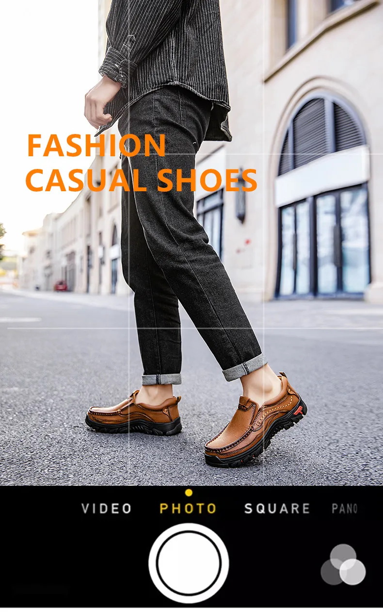 Neue handgefertigte Lederschuhe für Herren, Outdoor-Slipper, lässige Herrenschuhe, modische flache Herren-Fahrschuhe, Mokassins, Wanderschuhe – Detail 2