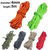 5m 4mm Reflective Rope Camping Wind Rope Tent Rope Multifunction Line Outdoor Hiking Tent Accessories