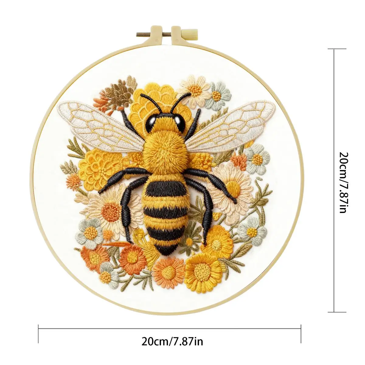 1 Stück 20X20CM/15X15CM 7,87/6,3 Zoll Tier - Bienen Stickerei Starter-Kit DIY-Kit DIY-Stickerei-Set Handarbeiten Malerei – Detail 3