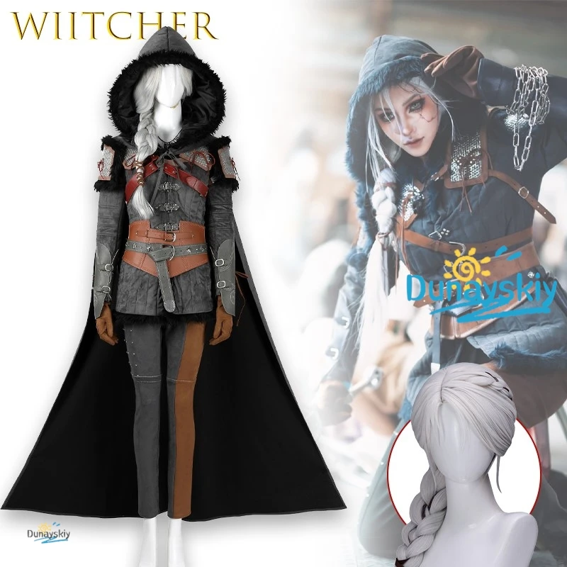 

Игровой персонаж Цири, костюм для косплея, женский комплект плаща, винтажный костюм на Хэллоуин, накидка, костюм волшебника