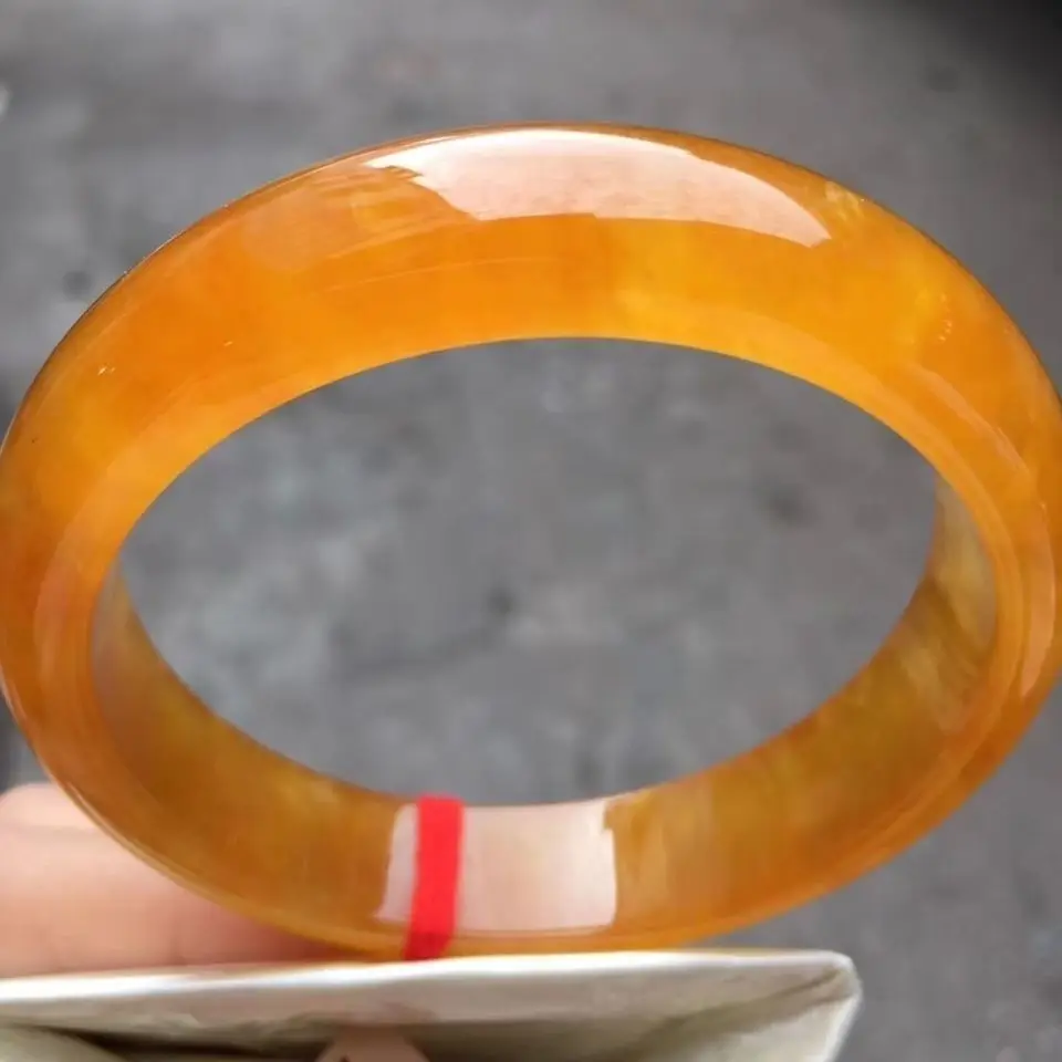 Natural Myanmar jadeite color ice seed new pit yellow jade bracelet