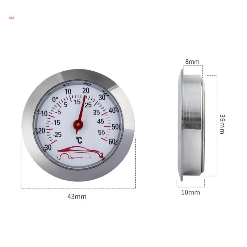 ความแม่นยำสูงไร้สาย-Dial-Type Analog Temp Monitor-30 ถึง 60 ℃ เครื่องวัดอุณหภูมิรถ 43 มม.MiniอุณหภูมิTest Gauge