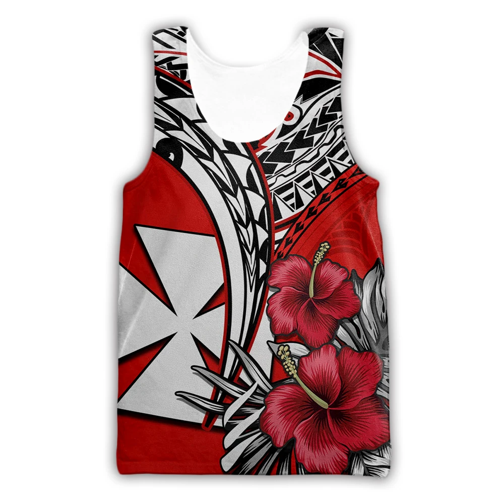 Camiseta sin mangas con estampado de PLstar Cosmos 3D para hombre y mujer, camiseta sin mangas con estampado de Wallis Et Futuna, playera divertida Harajuku, A-1 Unisex para Fitness