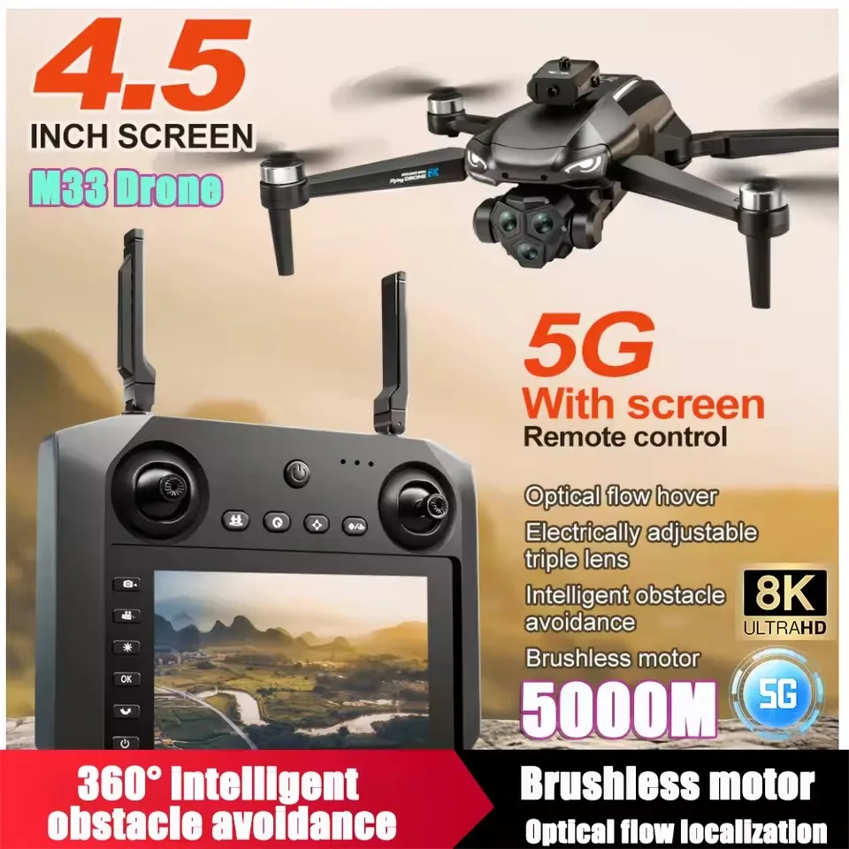 2026 New M22 M33 MAX Drone 5KM 8K Professional HD Camera Aerial Photography 360° Obstacle Avoidance Brushless FPV Quadcopter Toy