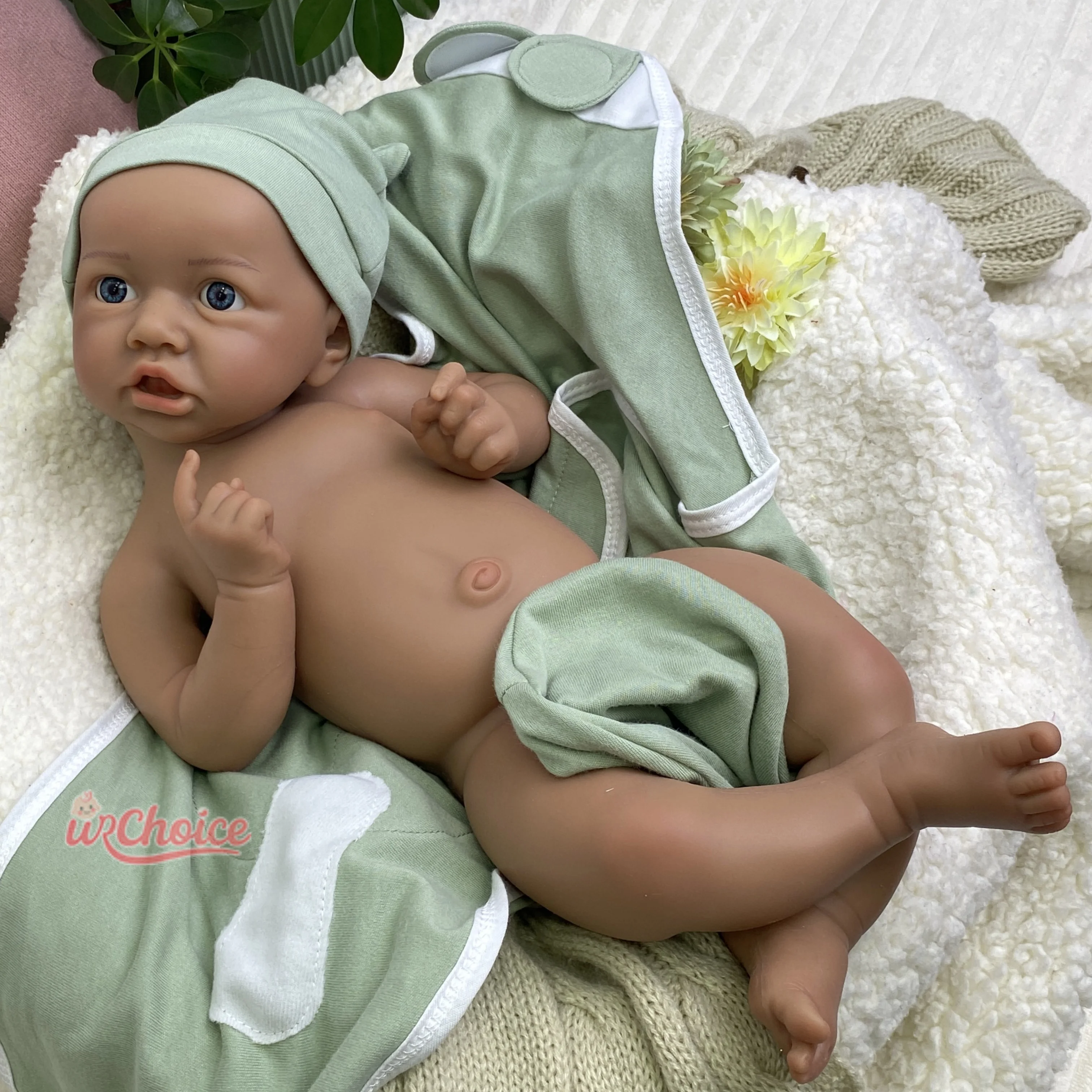 ตุ๊กตาซิลิโคนรีบอร์น Saskia ผิวสีเข้ม เหมือนเด็กจริง น่ากอด พร้อมใบหน้าที่วาดด้วยมือ สำหรับเป็นเพื่อนเล่นเพื่อการบำบัด