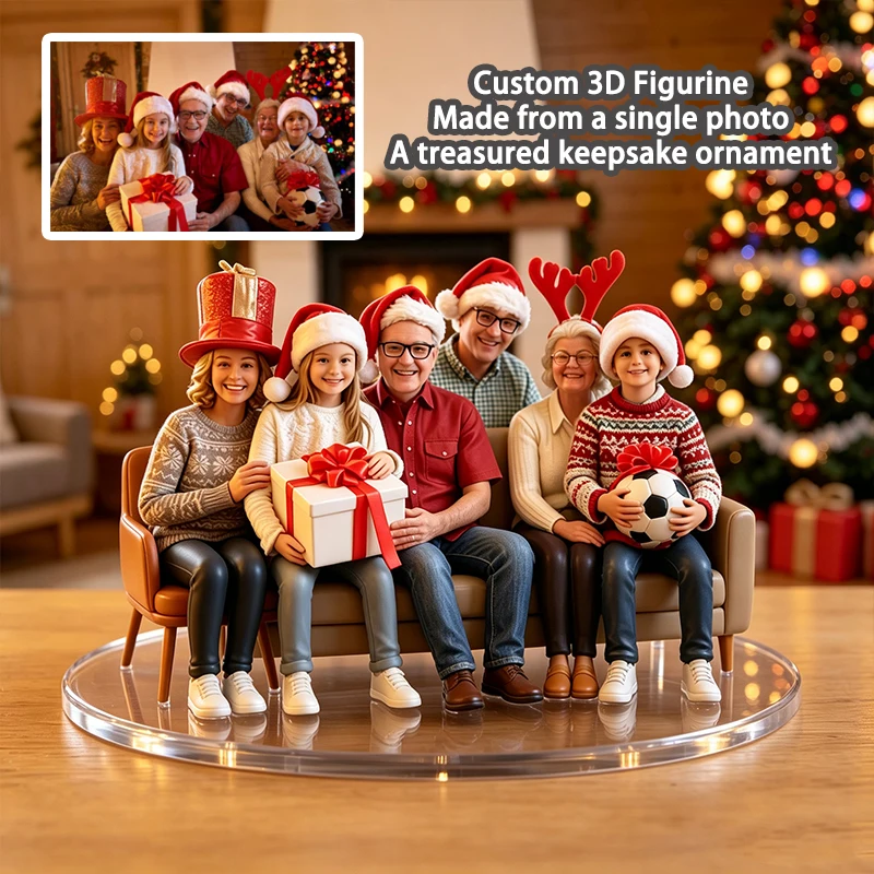 Personalized Custom 3D Figurine Christmas Gift, Custom Portrait Statue From Your Photo, Family Keepsake Ornament Home Decor