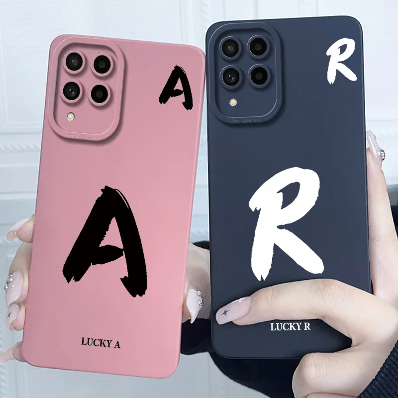 Para Samsung M53 M33 5G funda suave de silicona TPU letra inicial funda de teléfono para Samsung Galaxy M53 M33 5G SM-M536B carcasa trasera