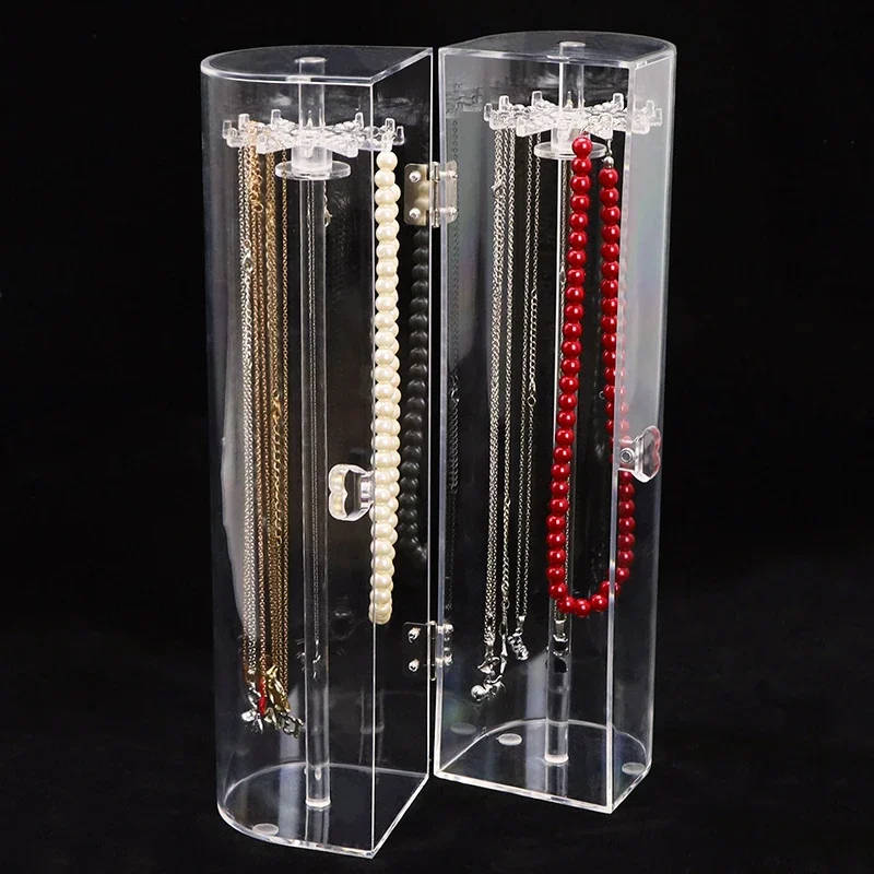 Jewelry Box for Necklace Display Necklace Holder Stand Storage Box Ransparent Acrylic Jewelry Boxes Case Organizer