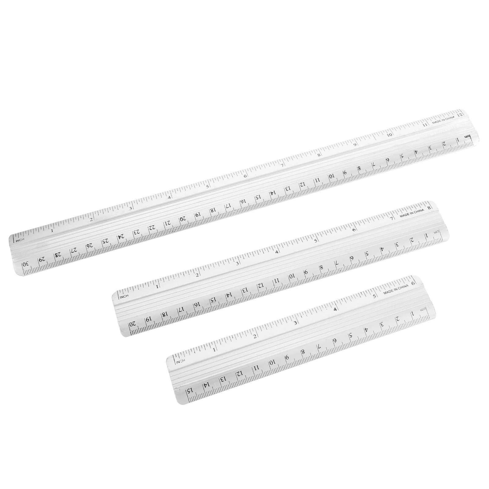 6pcs Aluminum Alloy Ruler Set Precision Straight Ruler Dual Measurement Units For School Office Engineering Carpentry