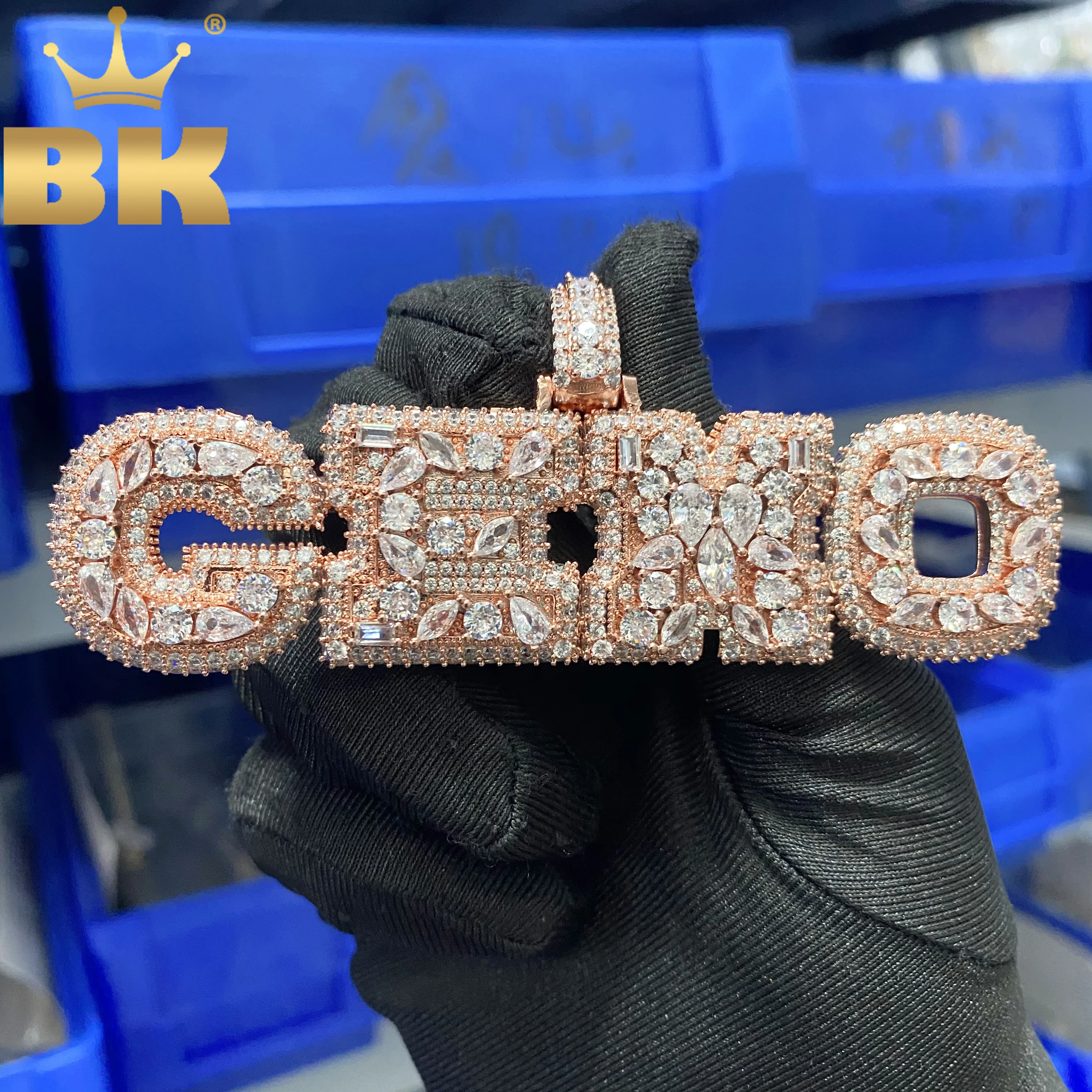 

TBTK изготовленный на заказ черный Радужный массивный кулон с буквами, смешанная инкрустация, различная форма, кубический циркон, именная табличка, ожерелье, ювелирные изделия в стиле хип-хоп