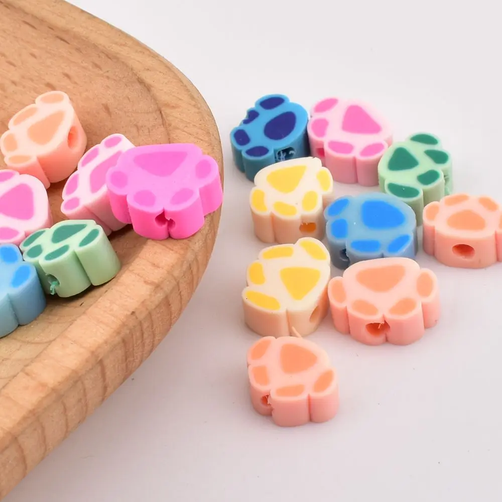 20pcs/lot Perforated Colored cat print polymer clay  DIY Fashion Accessories polymer clay beads for Jewelry Making