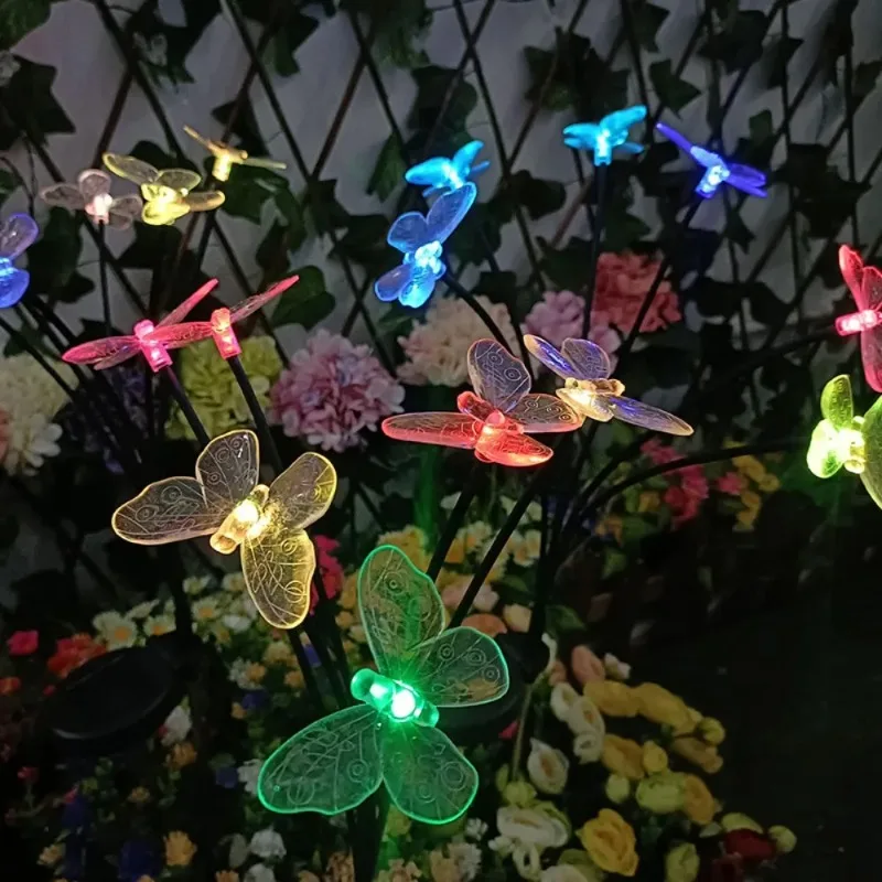 1PC 6LED Solar Transparent Butterfly Ground Plug Light Waterproof Outdoor Garden Lawn Pathway Camping Party Landscape Decor