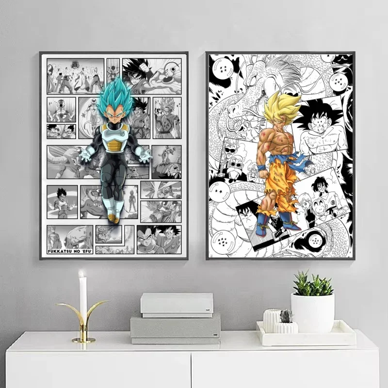 

Dragon Ball Poster Canvas Painting Vegeta Son Goku Anime Characters Aesthetic Room Home Decoration Paintings Birthday Gifts