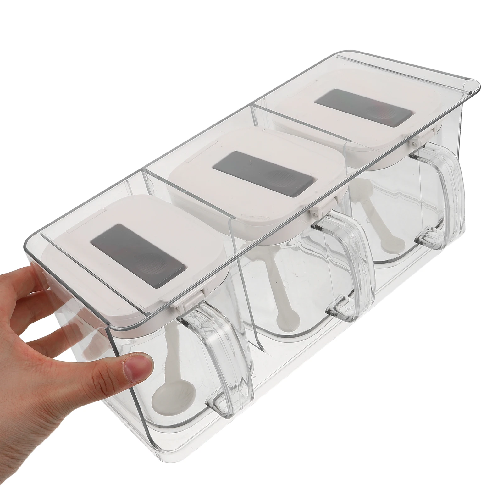 

Kitchen Seasoning Box Transparent Spice Dispenser Airtight Containers Salt Holder Organizer Acrylic Jars Wall Mount Oil Salt