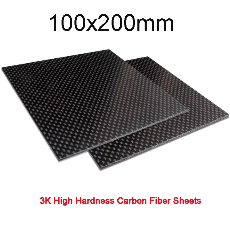 1Pcs 100x200mm 3K Carbon Fiber Sheet Plate Surface Carbon Plate Panel High Hardness Carbon Fiber Board Thick 0.5mm - 5mm