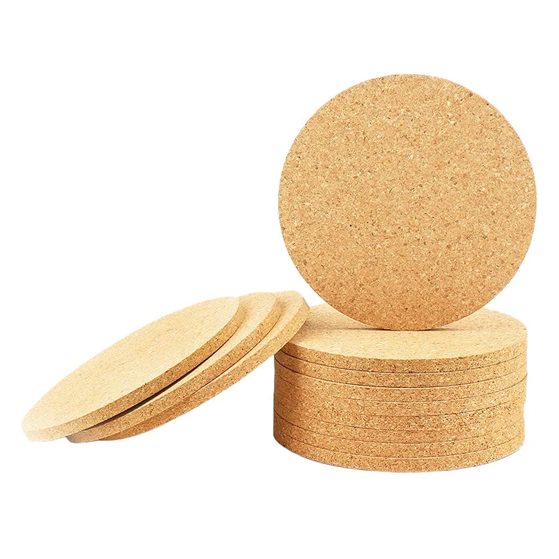 

10PCS Round Cork Coaster Set Natural Wooden Non-Slip Mat for Coffee Tea Mug Table Decor