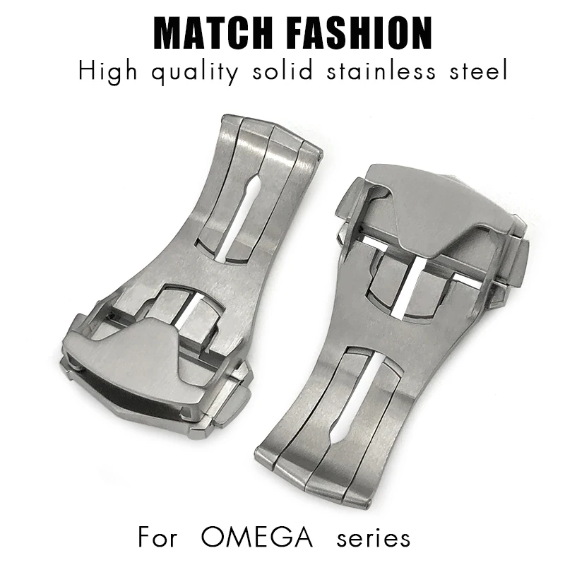 High Quality Solid Stainless Steel 18mm Folding Clasp Deployant Butterfly Buckle for Omega Seamaster Lrather Rubber Watch Strap