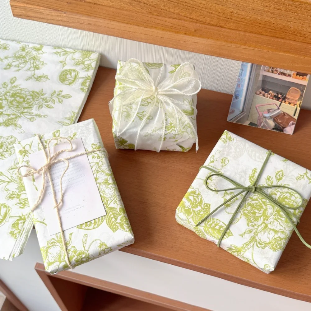 Papercraft Supply Ribbon - ชุดห่อของขวัญสวยงามพร้อมกระดาษทิชชูและริบบิ้นตกแต่งสำหรับงานปาร์ตี้วันหยุดและอุปกรณ์งานฝีมือ
