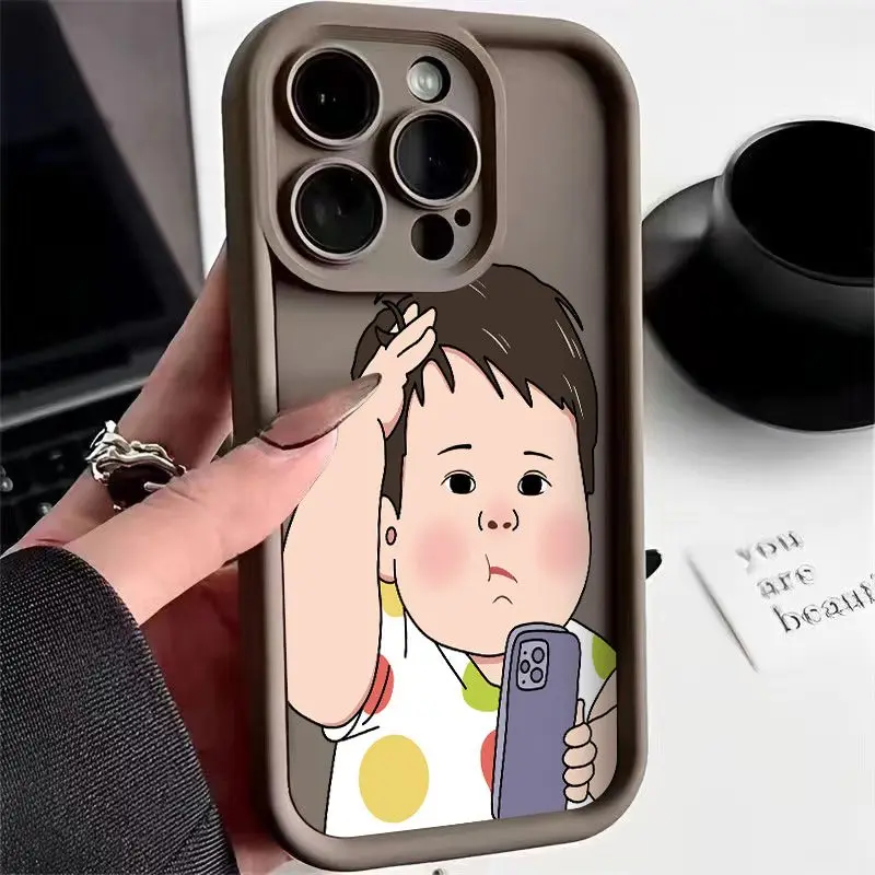 Funny boy Silicone Phone Case For iPhone15 14 13 11 12 Pro Max Mini X XR XS 7 8 Plus SE 2020 Shockproof TPU Back Cover