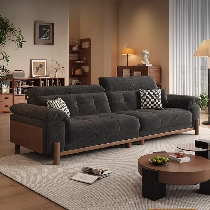 

Cream antique solid wood cloud fabric sofa