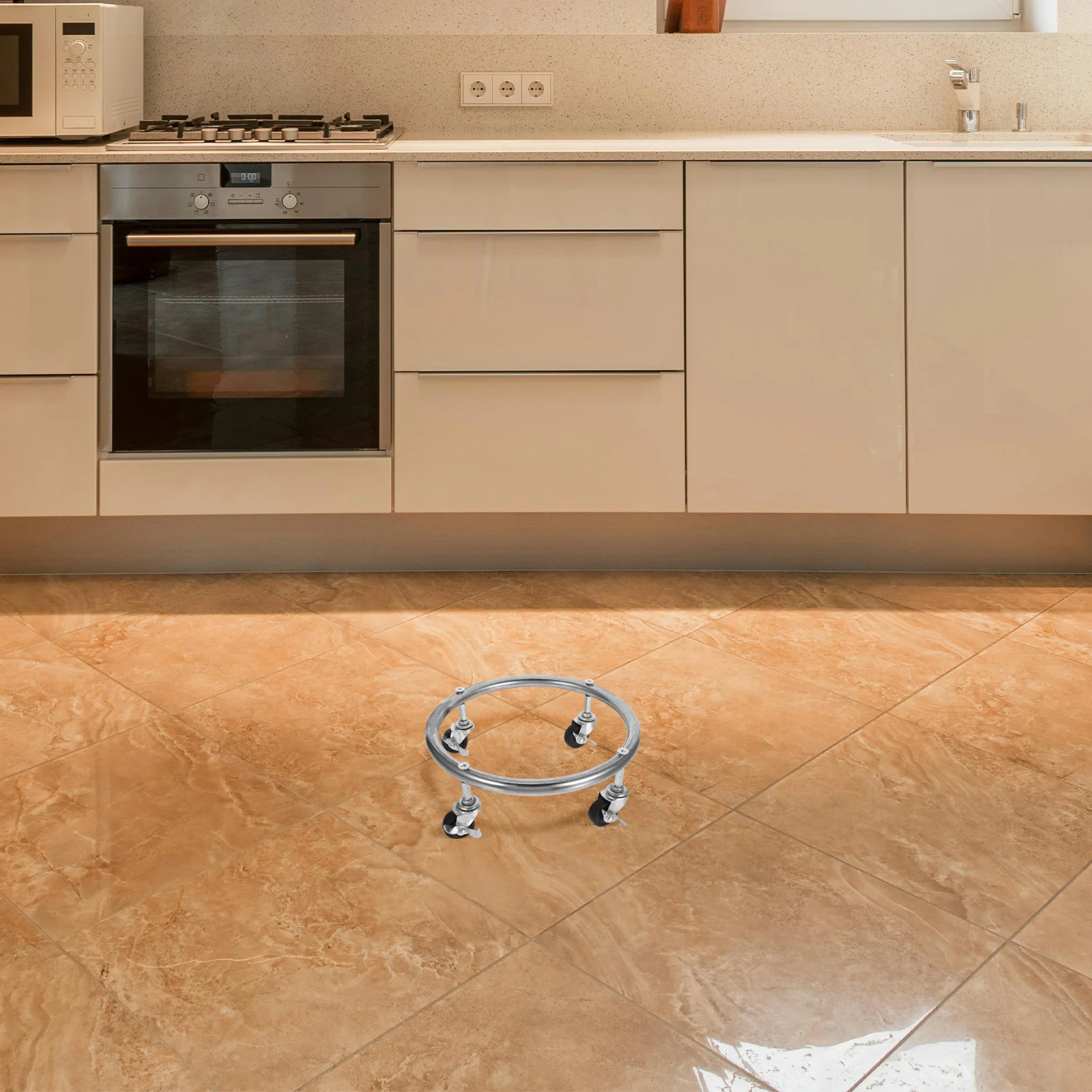 

Stainless Steel Gas Cylinder Holder Movable Propane Tank Stand Wheels Easy Clean Kitchen Helper Base Plate Pulley Stable
