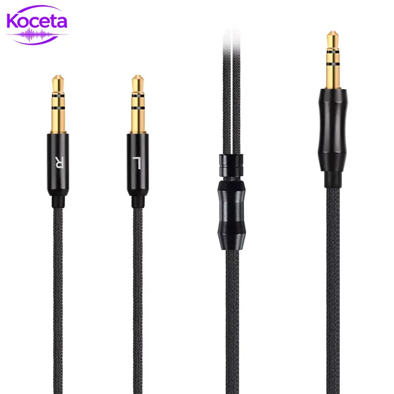 Koceta 3.5mm To Double 3.5mm OFC Headset Cable On-Ear Headphone Upgrade Replacement Cable Wire For HE400Se HE400I HE560 HE350
