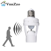 VnnZzo 360 Degrees PIR Human Induction Motion Sensor LED Night Lamp Socket Base E27 AC 85V-265V Delay Time Adjustable Switch