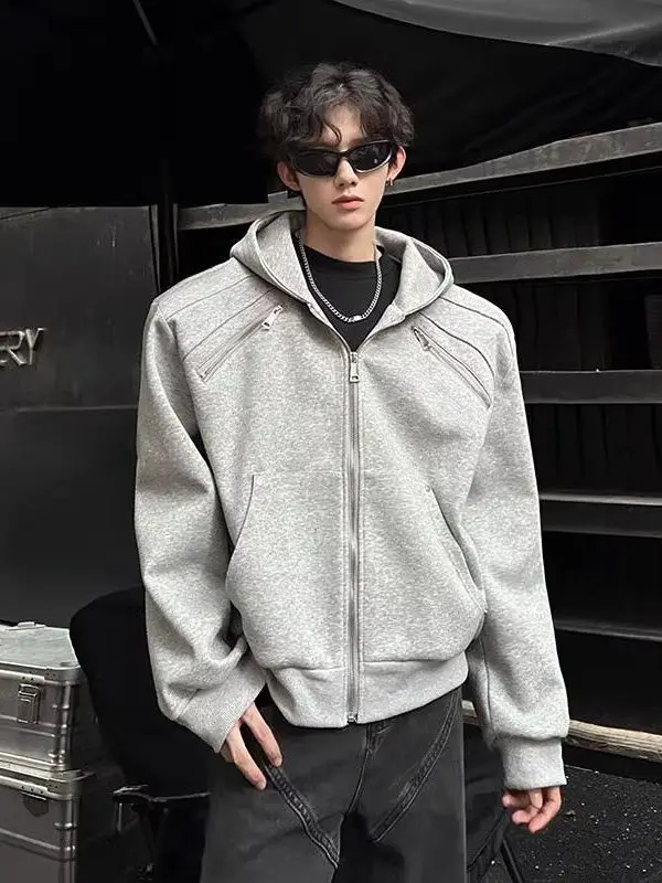 

Легкий утепленный кардиган с открытыми плечами и капюшоном для мужчин, осенняя верхняя одежда премиум-класса в американском стиле