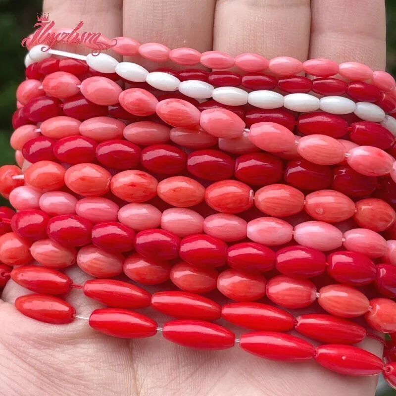 Natural Oval Coral Stone Beads DIY Loose Spacer Strand 15\