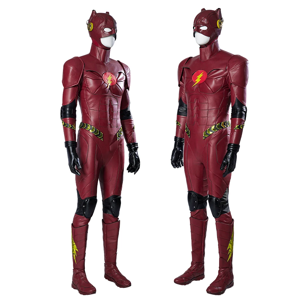 Barry Cosplay Costume Red Battle Costume Customizable Adult Men Barry Uniform Faux Leather Hero Outfit Halloween Party Costume