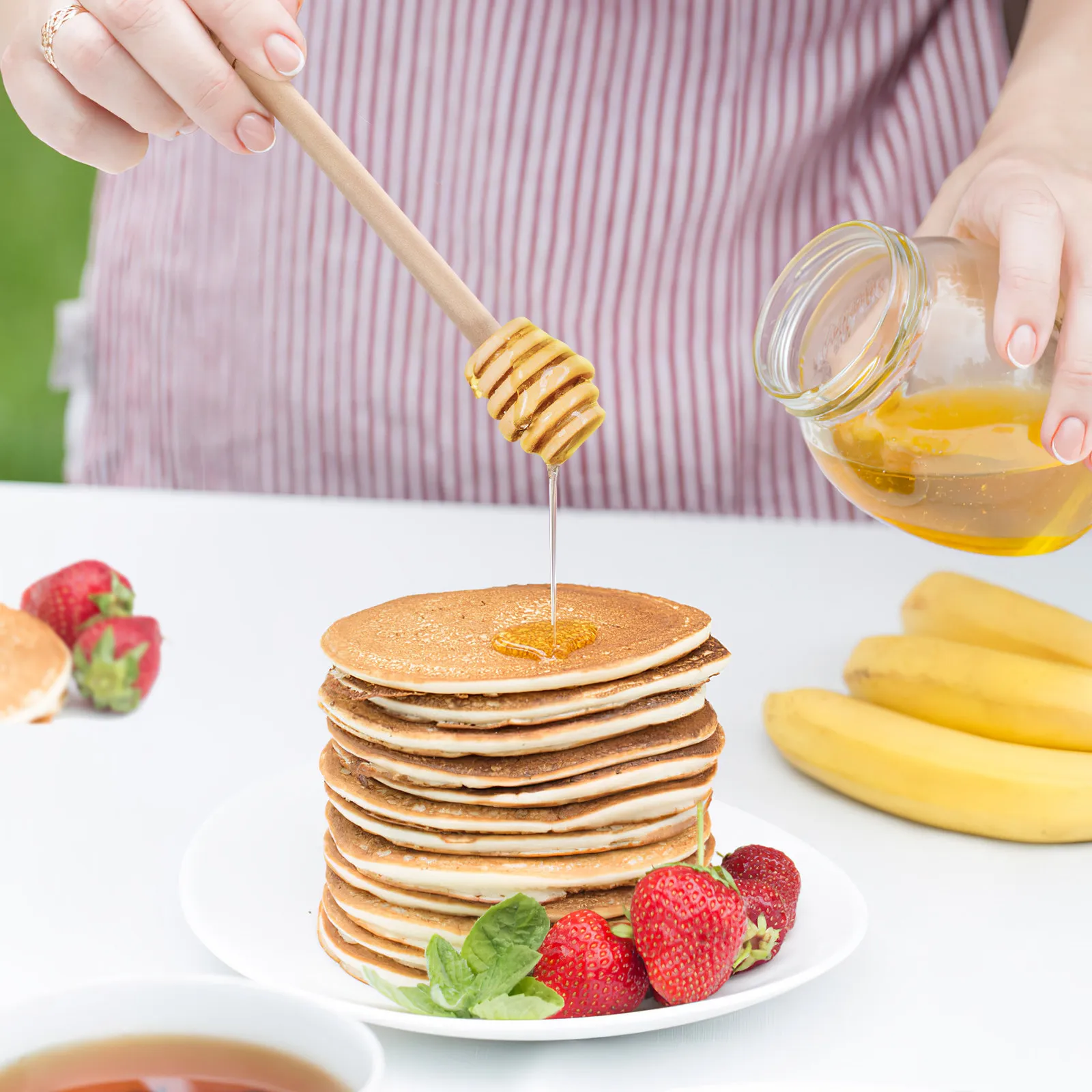 3Pcs Wood Honey Sticks Multipurpose Dipper Easy Dispense Stirring Stick for Honey Jam Syrup Coffee Milk Tea Kitchen Use