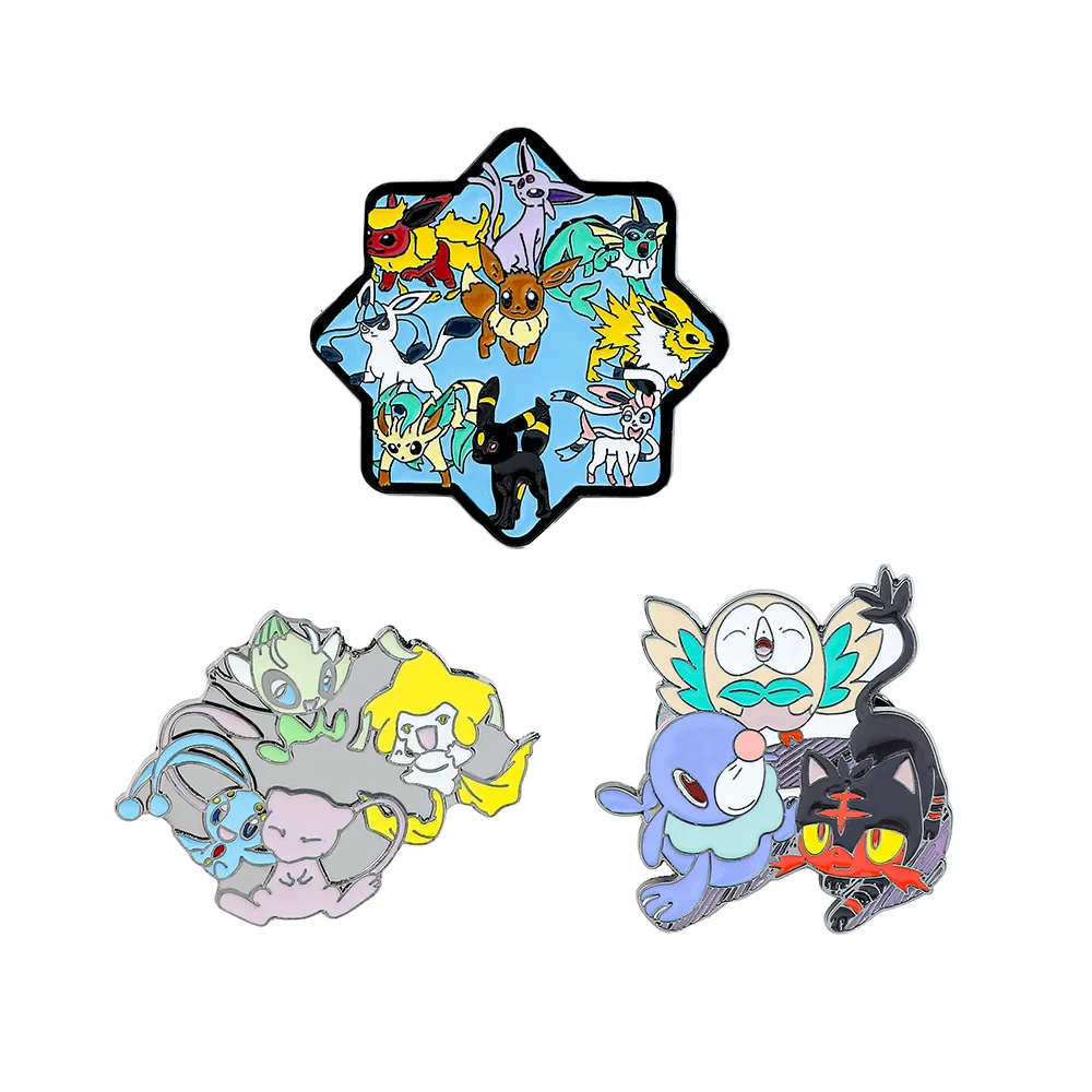 

1 Set Anime Pokemon Litten Rowlet Brooch Badge Monster Elf Pin Cosplay Props Fan Gift Men Women Backpack Jewelry Accessories