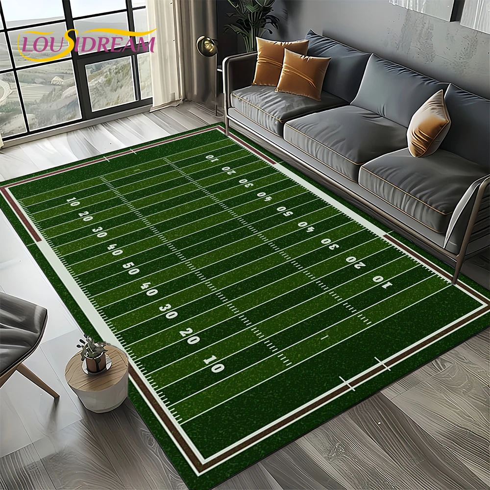 2025 Rugby Field Rugby American Football Cartoon Rug for Living Room Bedroom Home Sofa Decoration,Area Rug Non-slip Floor Mat