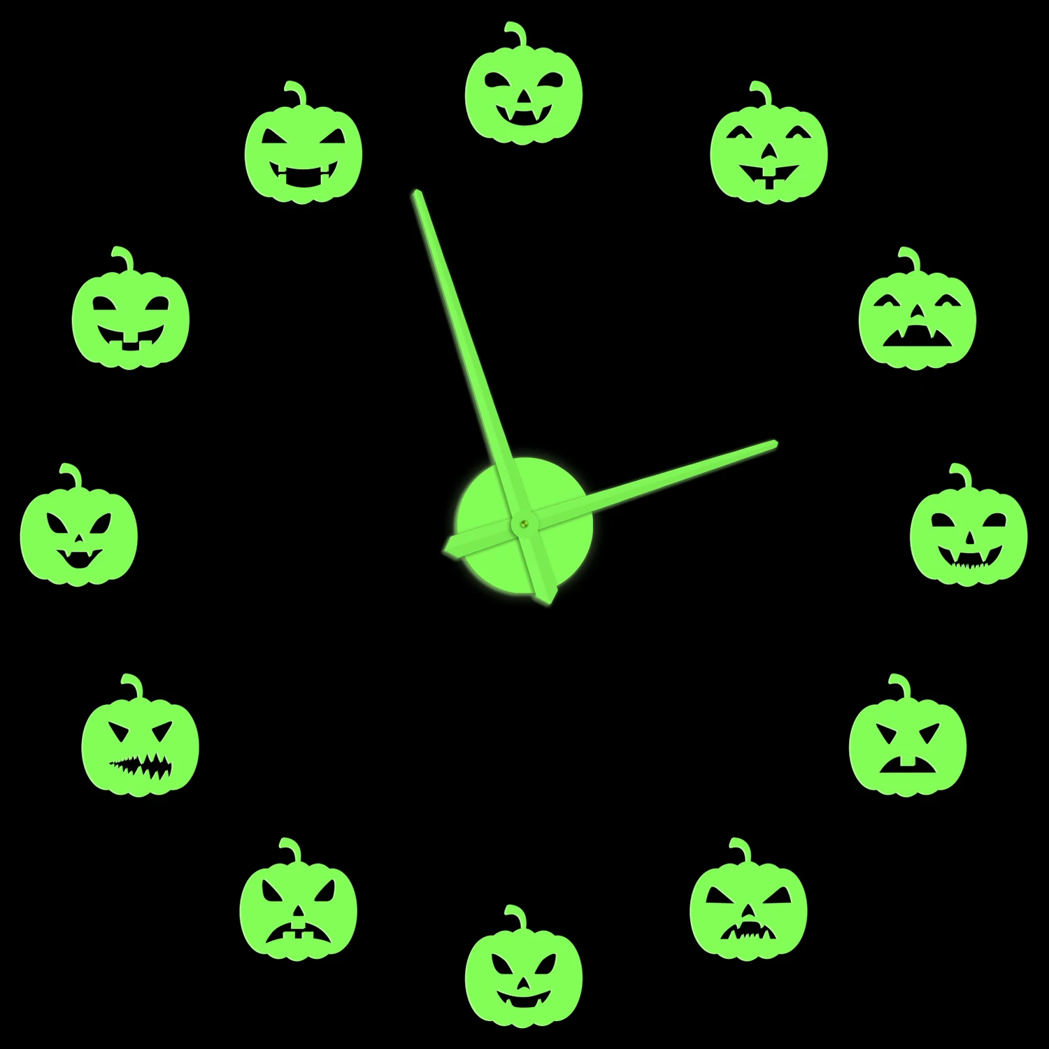 Halloween Pumpkin Jack O Lantern DIY Wall Clock Glow in Dark Autumn Fall Home Decor Spooky Wall Clock with Luminous Numeral Hand