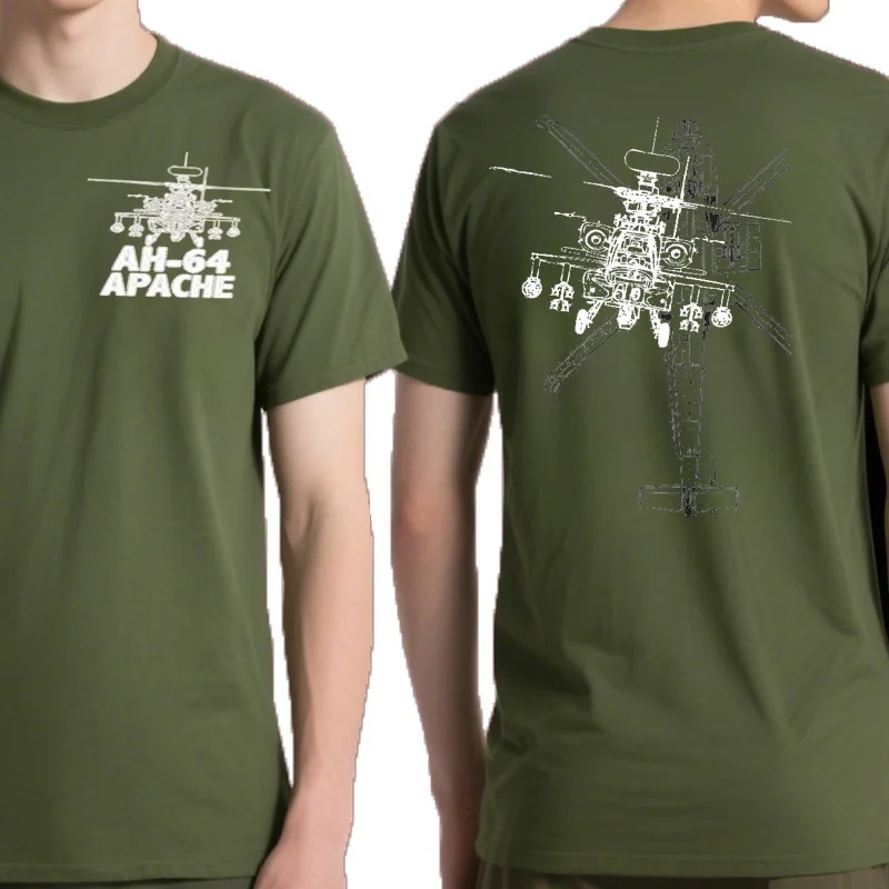 Camiseta de conception criativa AH-64 Apache, Hélicoptère, Gunships Été Coton Manches Courtes O-cou Hommes Camiseta Nouvel