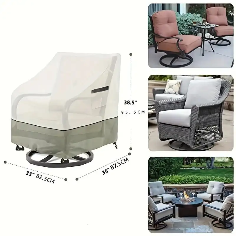 2 Pack Patio Swivel Rocker Chair Covers, 210D Oxford Waterproof Outdoor Furniture Protector, UV‑Resistant Windproof Chair Cover