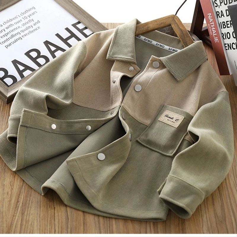 

4-13T autumn spring children kids boys fashion casual patchwork full sleeve coat