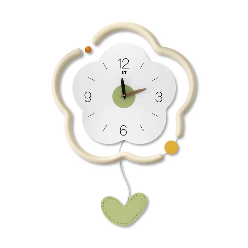 New style floral wall clock, high-end living room decor, home decoration, clock hanging on the wall, no punching, silent clock