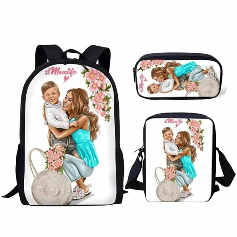 Harajuku Super Mother Life Daughter 3D Printing Backpack, Student School Backpacks, Laptop Backpack, Backpack, Tilt Shoulder Bag