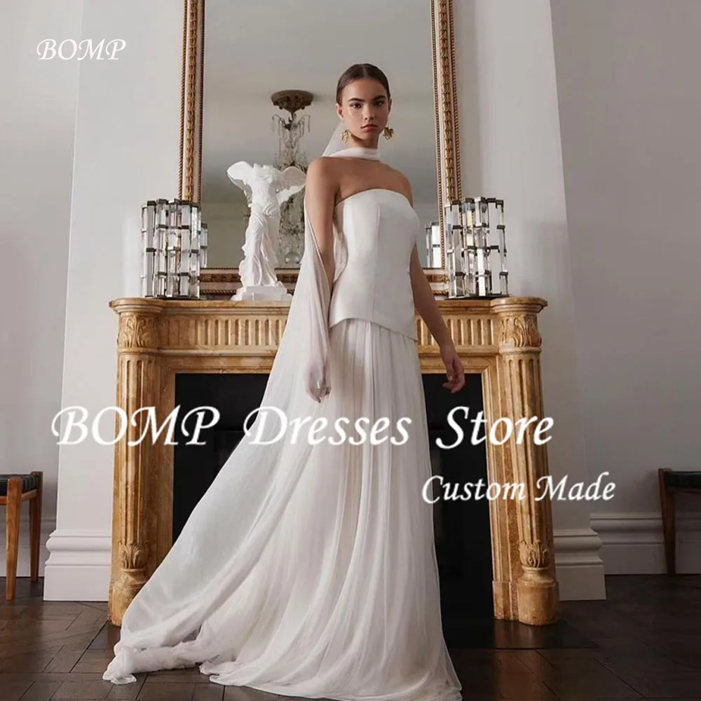 BOMP 2025 New Design 2PCS Wedding Dresses Strapless Tulle Skirt Floor Length Bridal Gowns Plus Size Graceful Vestidos Customized