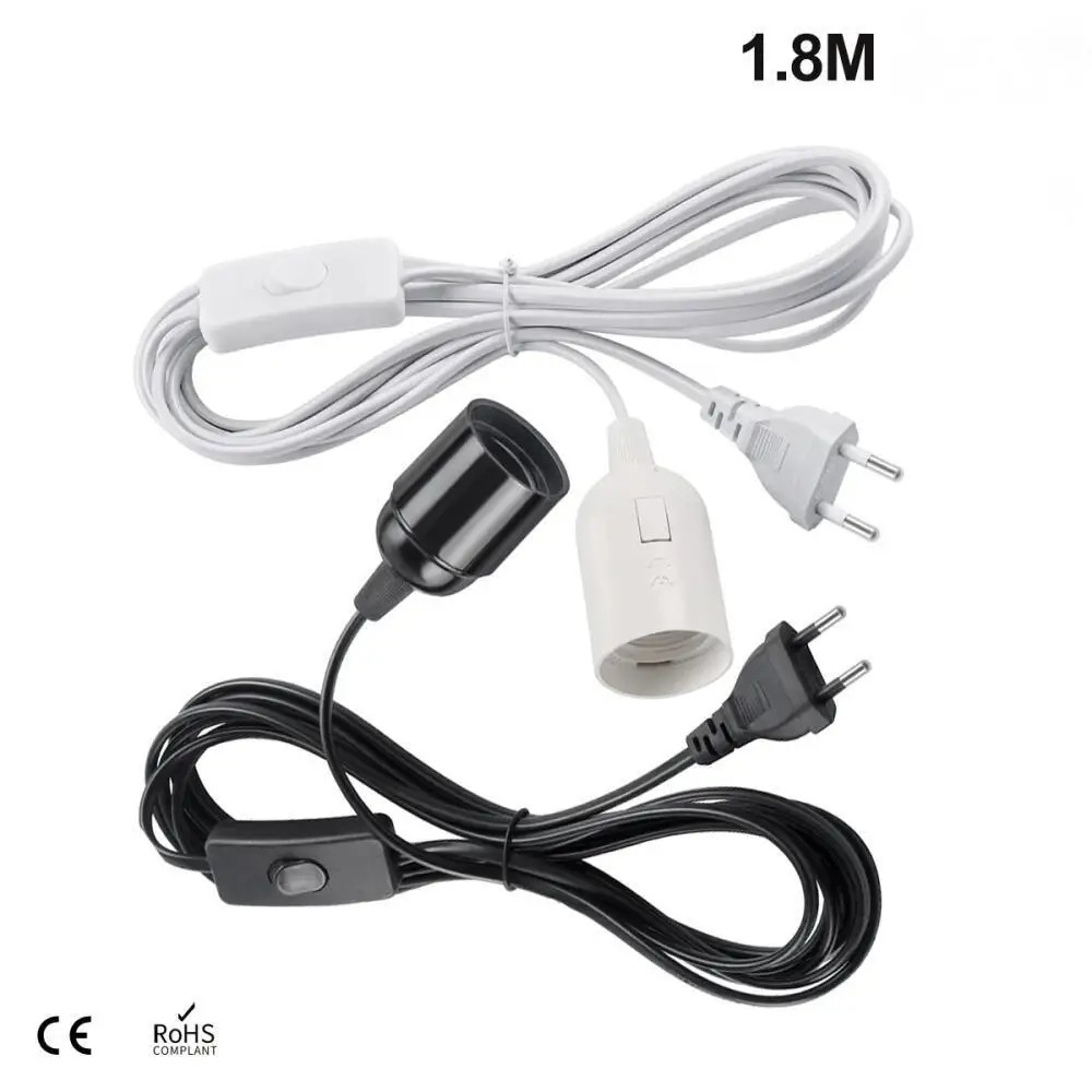 

Держатель для лампы E27 с выключателем и кабелем 1,8 м, шнур питания для подвесных светодиодных ламп, подвесной светильник, патрон для подвесного освещения.