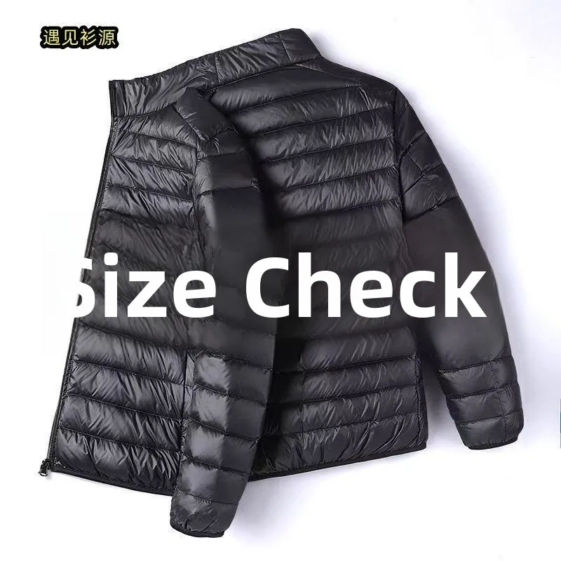 Autumn Winter Lightweight down Cotton Jacket Men's Short Collar Hooded Lightweight Thin Outerwear Discontinued Size Nylon Fabric